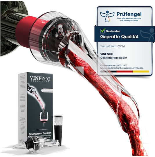 Picurător Aerator Vin Dop Distilator Sistem Anti-Picurare Fixare Sticlă Negru Transparent