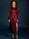 Rochie Midi De Seară Din Satin Burgundy