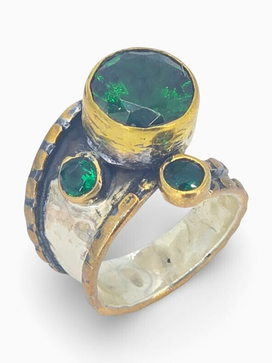 Women's Ring with Zircon Made of Silver