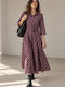 Summer Maxi Shirt Dress with 3/4 Sleeve Wrap Purple