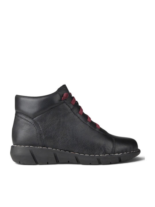 Leder Damen Stiefeletten Schwarz