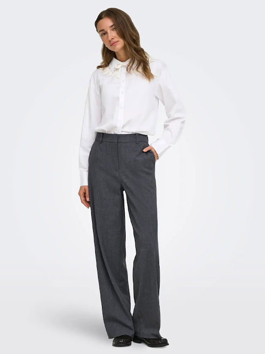 Women's High Rise Fabric Trousers in Slim Fit Grey