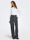Women's High Rise Fabric Trousers in Slim Fit Grey