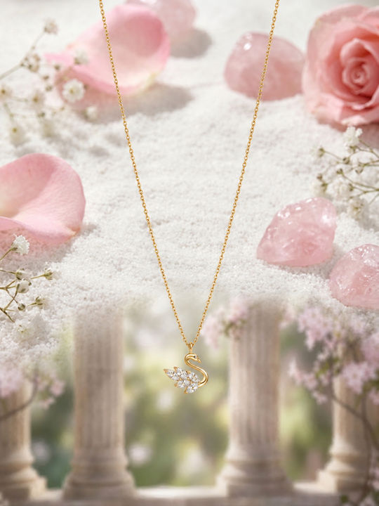 Swan Necklace From Gold Plated Silver With Zircon