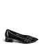 Spitze Zehe Pumps aus Lackleder mit niedrigem Absatz Schwarz