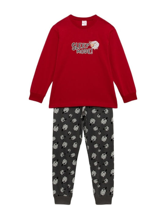 Minerva Kinder-Nachtwäsche Winter Baumwoll Rot