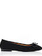 Suede Women's Ballerina Shoes with Strap Buckle Black