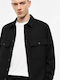 Long Sleeve Overshirt in Regular Fit Black