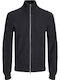 Herren Gestrickte Fleecejacke Schwarz