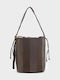 Gestrickte Damen Schultertasche Wildleder Braun