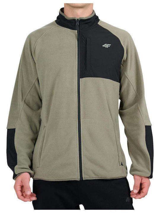 4F Cardigan bărbătesc Fleece Kaki