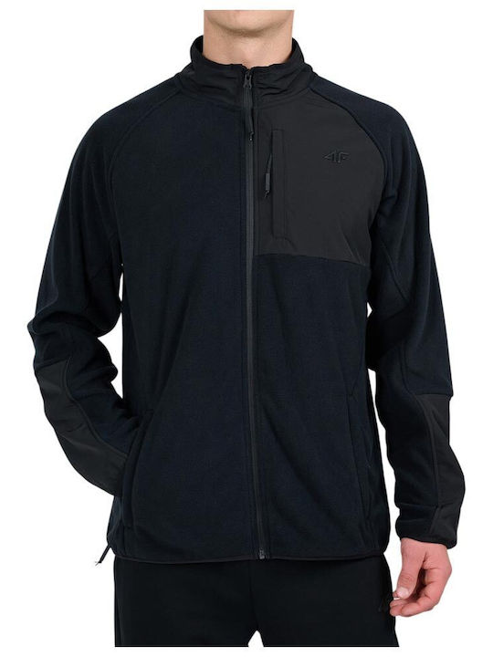 4F Jachetă bărbătească Fleece Neagră