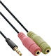 InLine Audio Cable 3.5mm Male - 2x 3.5mm Female Black 2m with Gold Plated Terminals 99302K