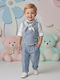 Mi Chiamo Costum de botez pentru băiat albastru deschis A4855