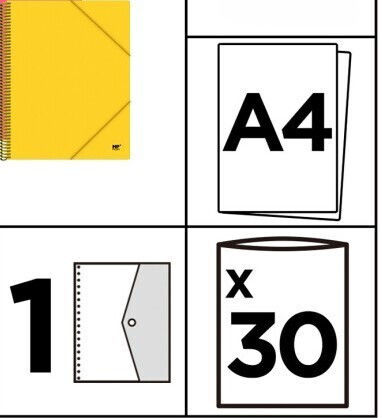 Spiral Display Book 30 Pockets With Cover Sleeve With Elastic Button Folder Mp Pc503f Yellow