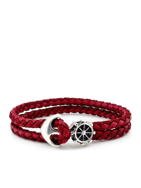 SteweHome Men's Bracelet with Anchor Design Made of Leather