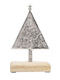 InTheBox Christmas Decorative Wooden Tree 18cm Silver Pack of 6