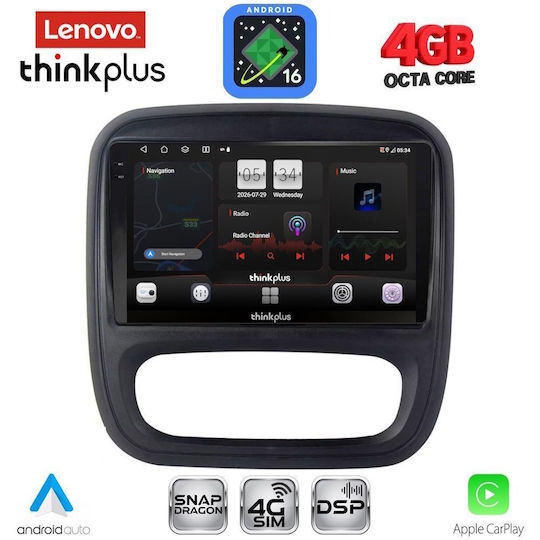 Lenovo Автомобилна Аудио Система За Opel Vivaro Renault Trafic Nissan NV300 2014-2019 Bluetooth USB Вграден Wi-Fi GPS Apple CarPlay Android Auto С 9" Touch Screen