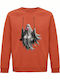 Sweatshirt Organic Unisex " Ghost On Swing Cute Halloween Ghost " Orange