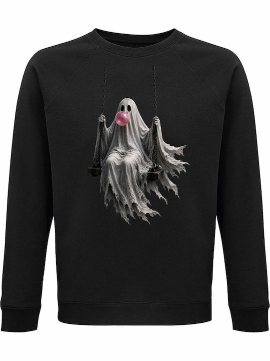 Bio-Unisex Sweatshirt "Ghost On Swing Cute Halloween Ghost" Schwarz