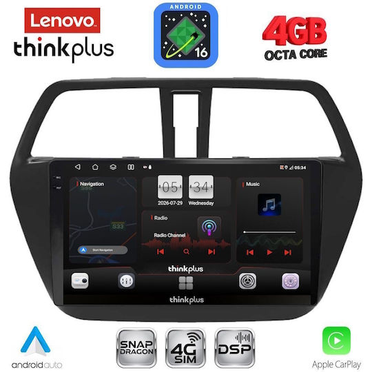 Lenovo Автомобилна Аудио Система За Suzuki SX4 S-Cross 2014-2021 (Bluetooth/USB/Вграден Wi-Fi/GPS/Apple CarPlay/Android Auto) С Touch Screen 9"
