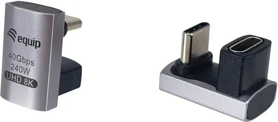 Equip Adaptor Usb-C La Usb-C 180° 40gbps Pd 240w 2 Bucăți
