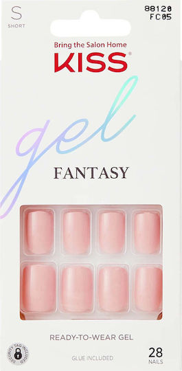 Kiss Gel Fantasy Dream Dust Tipsuri unghii false în Roz Culoare 28 bucăți