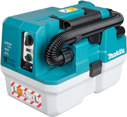 Makita Акумулаторна Прахосмукачка За Мокро / Сухо Почистване С Пластмасов Контейнер 7.5lt