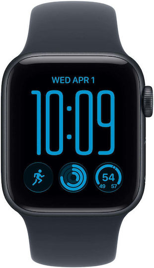 Apple Watch SE 3 Cellular Aluminium 44mm Αδιάβροχο με eSIM και Παλμογράφο (Midnight Aluminium Case with Navy Blue Sport Band - M/L)