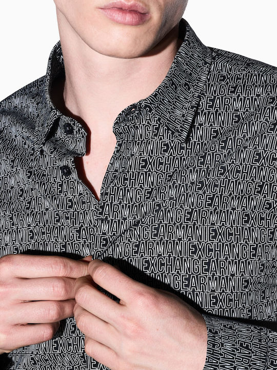 Armani Exchange Herrenhemd Normale Passform Schwarz