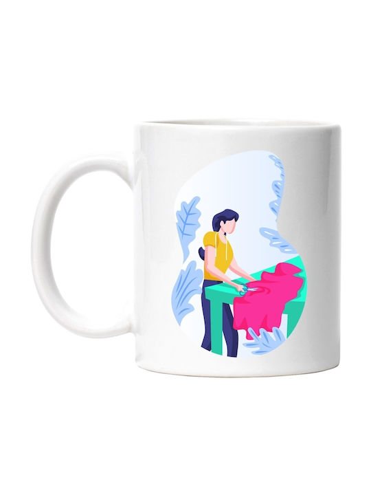 Foarfecă De Croitorie Material Îmbrăcăminte Cană De Crăciun Ceramică Albă 330ml (Cu Personalizare)