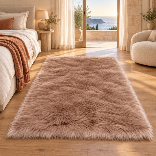 My Home Luxury Angel Неплъзгащ се Килим Пътека Furry Кафяв 60x180cm