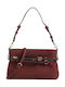 Leder Damen Schultertasche Burgundisch