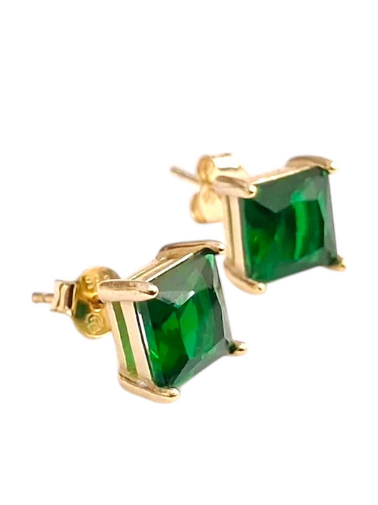 Prince Silvero Silver Gold Plated Earrings with Green Stones