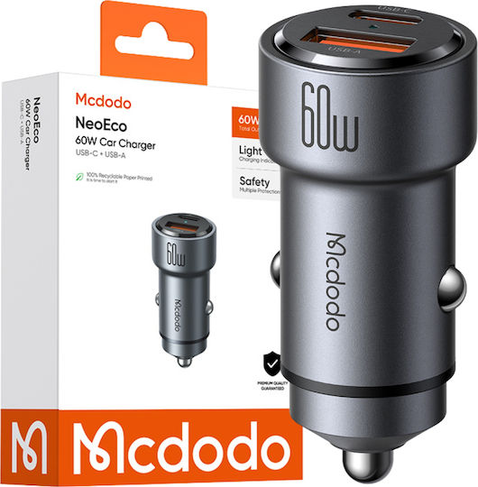 Mcdodo Fast Car Charger Phone Laptop 2x Usb-c Usb-a 60w