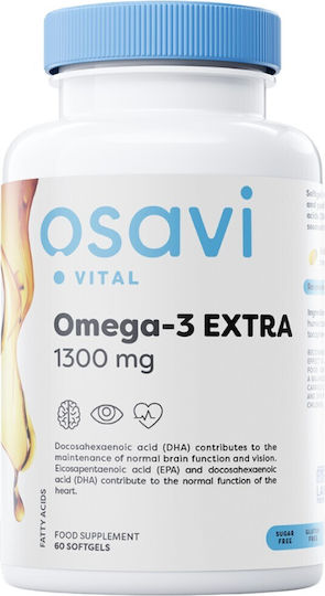 Osavi Омега-3 Екстра Рибено Масло 1300 мг 2 капсули 120 меки капсули с вкус Лимон