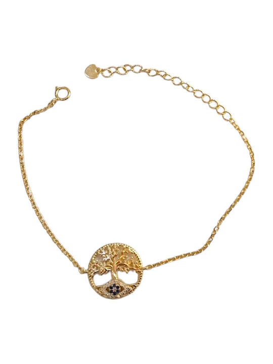 Prince Silvero Damentraegerarmband mit Auge-Design aus Silber Vergoldet mit Zirkon 16cm
