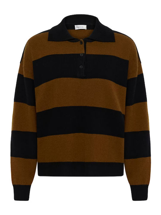 Women's Woolen Striped Brown Sweater