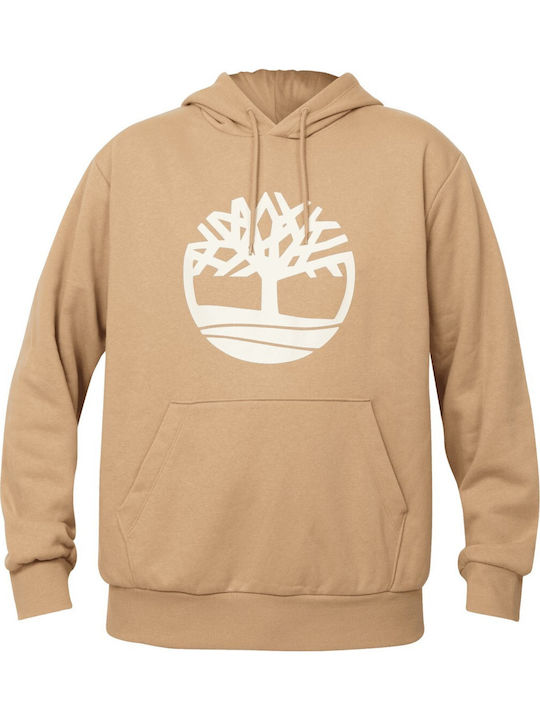 Tree Brushback Hooded Sweatshirt Beige