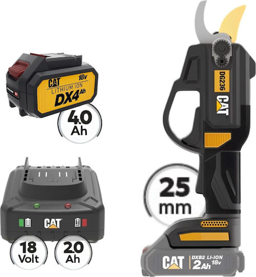 CAT CAT Ψαλίδι Κλαδέματος Μπαταρίας Brushless 18V 1x4Ah mit Maximalem Schnittdurchmesser 25mm