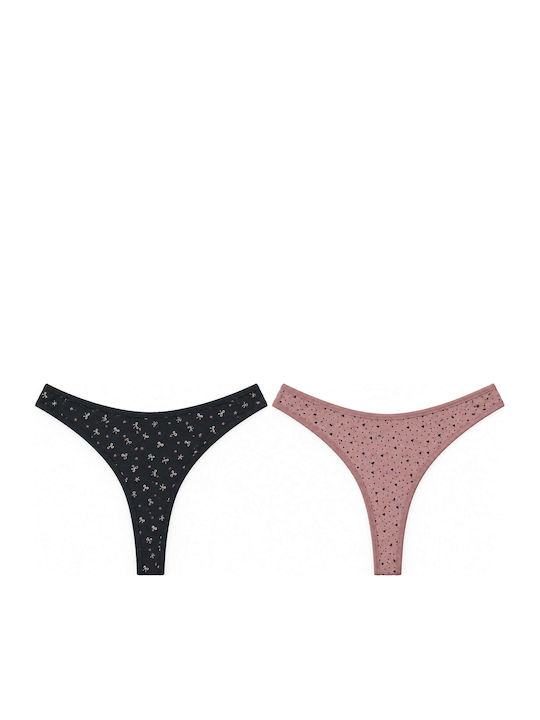 Walk Bamboo Chiloți pentru femei 2Pack Negru/Mă...