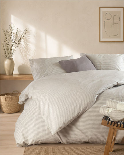 Rythmos Rythmos Bettbezug Set Sand Baumwolle 160x250cm Einzeln mit Kissenbezug Beige