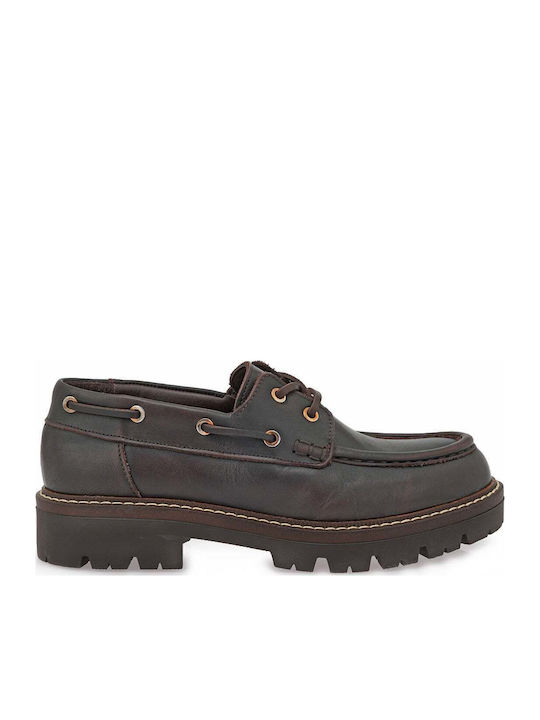 Δερμάτινα Γυναικεία Boat Shoes σε Καφέ Χρώμα
