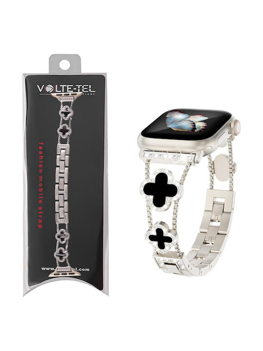 Volte-tel Каишка За Смарт Часовници Дамска Метална Apple Watch 38 40 41 42mm Тип Van Cleef Черен Кръст 12.7см Титаниево Сиво 5205308427275
