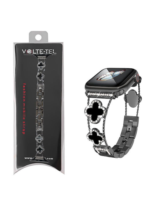 Volte-tel Каишка За Часовник Женска Метална Apple Watch 38 40 41 42mm Тип Van Cleef Черен Кръст 12.7см Черен 5205308427237