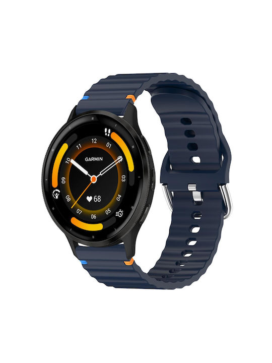 Λουράκι Garmin Venu 3 Σιλικόνης Ανάγλυφο Wave Style 22mm Midnight Blue
