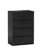 Chest of Drawers Wooden with 4 Drawers Black 55x34x80cm