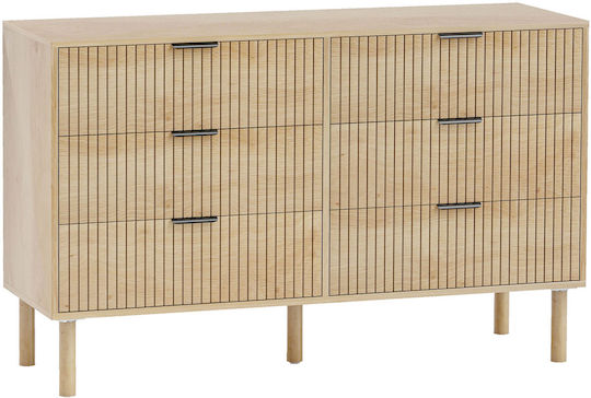 Гардероб за спалня Дървена с 6 чекмеджета Дъб 120x39.5x75см
