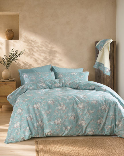 Rythmos Camelia Σετ Κουβερλί Μονό Βαμβακερό Γαλαζιο 160x240cm 2τμχ