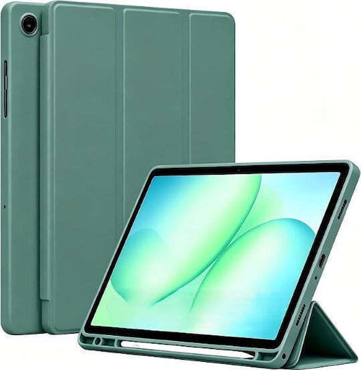 Умeн трикратен флип калъф с държач за писалка Samsung Galaxy Tab A9 Plus зелен